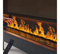Cheminée à vapeur d'eau, cheminée électrique intégrée, avec panneau de commande tactile, flamme 3D tactile simulée, brumisation de flamme réglable, décoration de feu factice, 800 mm - 7 couleurs - té
