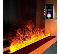 Cheminée à Vapeur d'eau | Humidificateur Encastré avec Application | Télécommande | Effet Flamme 3D | Cheminée avec télécommande [700 mm, Noir] sans Chauffage