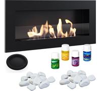 Cheminée au bioéthanol 900x400 Delta Black Black Flat Long Burner Glass Set
