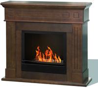 Cheminée au bioéthanol Cheminée au sol Cambridge en bois marron 110x37x102h
