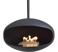 Cheminée au bioéthanol Cocoon Aeris avec tige noire, technologie de brûleur Cocoon 2.0, look élégant et unique