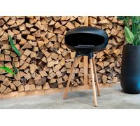 Cheminée au bioéthanol - La Fuego - Modèle sur pied avec pieds en bois - Noir mat - Ø55 cm - Sans fumée & Design moderne