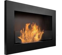 Cheminée au bioéthanol SLIM 650x400mm noire avec vitre. Cheminée à l'éthanol à encastrer dans le mur ou à suspendre au mur. Biocheminée 65 cm.