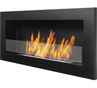 Cheminée au bioéthanol SLIM Nice-House 900x400mm. Biocheminée au bioéthanol 900 mm noire, avec verre, à encastrer ou à suspendre au mur