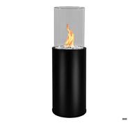 Cheminée au bioéthanol TINDER sur pied avec verre cylindrique pour salon terrasse balcon et jardin