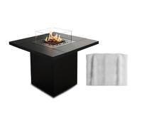 Cheminée avec table et housse de protection, noir, extérieur, résistant aux intempéries, jardin & terrasse, poêle à gaz