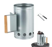 Cheminée Barbecue en Galvanisé, 27,9 x 17cm Cheminée d'allumage, Cheminée pour Barbecue avec Poignée, Démarreur de Cheminée au Charbon de Bois, avec les Outils d'installation, pour Camping Grillades