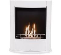 Cheminée bio au sol, design rectangulaire en acier blanc PURLINE Blanc