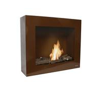 Cheminée bio au sol ou murale avec bûches décoratives de différentes couleurs BESTBIO PURLINE BESTBIO-M Brun G