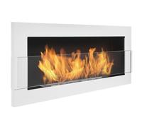 Cheminée bio éthanol blanche de 90 cm avec vitre. Cheminee bioethanol murale.