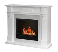 Cheminée bioéthanol cheminée TRUMAN effet marbre blanc L121 x P38 x H108