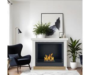 Cheminée bio - Stockholm - Bois blanc - L75xP24xH68 cm - Design moderne et élégant