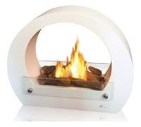 Cheminee Bioethanol a poser au sol - Blanc et Transparent SATURNE Blanc