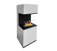 Cheminée bioéthanol biocheminée de terre Oslo en acier blanc L38xP38xH100