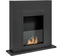 Cheminée bioéthanol design contemporain - brûleur 0,9 L - contrôle de flamme inclus - acier noir verre trempé