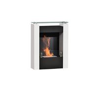 Cheminée bioéthanol design contemporain - étagère, pare-feu verre trempé 6 mm - brûleur 1,5 L - contrôle de flamme et manche inclus - acier noir