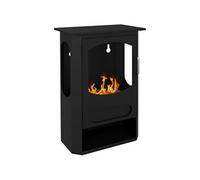Cheminée bioéthanol design contemporain - range bûches - brûleur 1,2 L - contrôle de flamme et manche inclus - acier noir