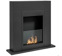 Cheminée bioéthanol design contemporain - brûleur 0,9 L - contrôle de flamme inclus - acier noir verre trempé