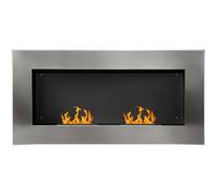 Homcom cheminée bioéthanol murale design Bauhaus double brûleur 3 L 110L x 14l x 54H cm couverture 25-30 m² acier inox. brossé