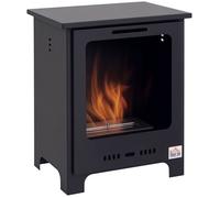 HomCom Cheminée bioéthanol sur pieds néo-rétro, brûleur 1,5 L, 3h, 40x30x50 cm, 20-25 m², Noir