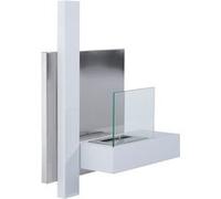 Cheminée bioéthanol murale design Bauhaus 1 brûleur 1,5 l 75L x 22l x 63H cm couverture 20-25 m² acier blanc inox. brossé
