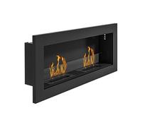 Cheminée bioéthanol murale design Bauhaus - double brûleur 0,85 L - pare-feu verre trempé - acier inox. acier noir