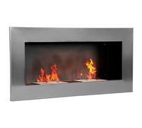 HOMCOM Cheminée bioéthanol Murale encastrable brûleur 2 x 0,9 L, Environ 3 h de durée de Combustion 110L x 14l x 54H cm Couverture 25-30 m² Acier INOX