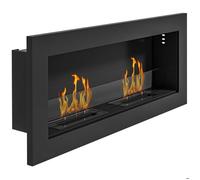 Cheminée bioéthanol murale encastrable brûleur 2 x 0,85 L environ 3 h de durée de combustion 90 x 15 x 40 cm acier noir