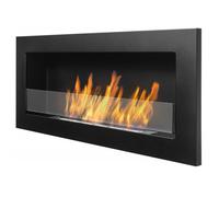 Cheminee bioethanol noir 90 cm avec verre. Cheminée bio éthanol murale