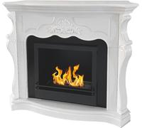 Cheminée bioéthanol Paris cheminéeau sol en bois blanc L123xP39xH100