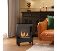 Cheminée bioéthanol sur pied 0 9 L noir éteignoir en acier inoxydable combustion 3 3 h