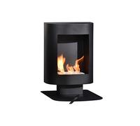 Cheminée bioéthanol sur pied design contemporain - brûleur 1,5 L - contrôle de flamme et manche inclus - acier noir