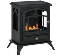 Cheminée Bioéthanol sur Pied Façon Poêle à Bois - Brûleur Autonomie 3 h - Dim. 45x28x54 cm Acier Noir 1 2 L 45L 28l