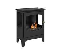 Cheminée bioéthanol sur pied style néo-rétro poêle - brûleur 1,2 L - contrôle de flamme et manche inclus - acier noir