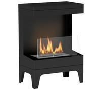 Cheminée bioéthanol sur pieds - HOMCOM - réservoir 0,9 L - environ 3,3 h de durée de combustion - en acier inoxydable - noir