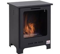 HomCom Cheminée bioéthanol sur pieds néo-rétro, brûleur 1,5 L, 3h, 40x30x50 cm, 20-25 m², Noir
