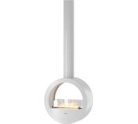 Cheminée bioéthanol suspendue Incyrcle Slim 2Side - Design rond avec double façade ouverte d.70 cm Blanc
