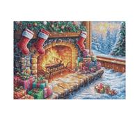 Cheminée Chaussette Maison Vie décontractée Rural Campagne Puzzle 300 Pièces pour Adultes Amusant Stimulant Et Relaxant Idéal pour Passionnés De Puzzles Et Hobbies 300 PCS（40x28cm）