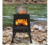 CHEMINEE D'ALLUMAGE BARBECUE - OUKANING - Poêle à bois tente pliante - avec torche, gants, sacs