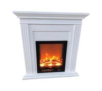 Cheminée d'angle avec Manteau, cheminée décorative autoportante en chêne Effet de Flamme LED réaliste Chauffage d'ambiance