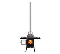 Cheminée de camping portable - Mini réchaud à bois portable - Barbecue à bois - Pour tuyaux - Poêle à bois - Four de camping - Poêle de secours - Chauffage - Acier au carbone - Chasse - Randonnée