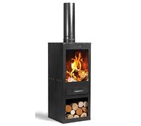 Cheminée de Jardin CookKing Rosa - Acier de Haute Qualité - Fabriquée à la Main en Europe - Cheminée d'Extérieur - 40x40x150 cm