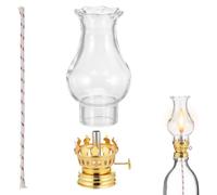 Cheminée de Lampe à Pétrole en Verre, Abat-jour Rétro pour Brûleur | Verre Très Clair, Surface Lisse, Trou 16,7mm, Maintien Stable du Chapeau, pour Restaurant et Salle Couleur Aléatoire