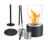 Cheminée de Table - 2 Chambres de Combustion et 4 Heures D'autonomie, Cheminée Bio Acier Inoxydable, Cheminée Bio Boule à Feu de Table pour L'intérieur Extérieur Jardin Balcon Salon Salle à Mange