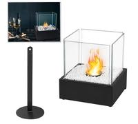 Cheminée de table à l'éthanol HENGMEI - Blanc et noir - Avec pierres décoratives