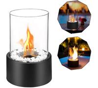 Cheminée de table à l'éthanol HENGMEI - Noir - Intérieur et extérieur - Avec pierres décoratives