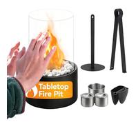 Cheminée de table - brasero élégant pour intérieurs en verre et métal, à faible odeur et réutilisable Mini four décoratif pour la maison, la terrasse, le bureau, la table de chevet, les fêtes, les soi