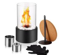 Cheminée de Table, Cheminee de Table Interieur en Acier Inoxydable, Cheminée Bioéthanol Portable, Cheminée Bio pour Intérieur et Extérieur, Maison, Jardin, Balcon, Salon, Table à Manger (Noir)