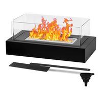 Cheminée de Table, Comius Sharp Cheminée de Table Rectangulaire avec Verre à 4 Côtés, Mini Cheminée Portable pour Cadeaux de Pendaison de Crémaillère D'arrière-Cour de Patio, Combustion Réaliste