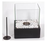 Cheminée de table - NAIZY - Noir - Bio éthanol - Acier inoxydable et verre trempé